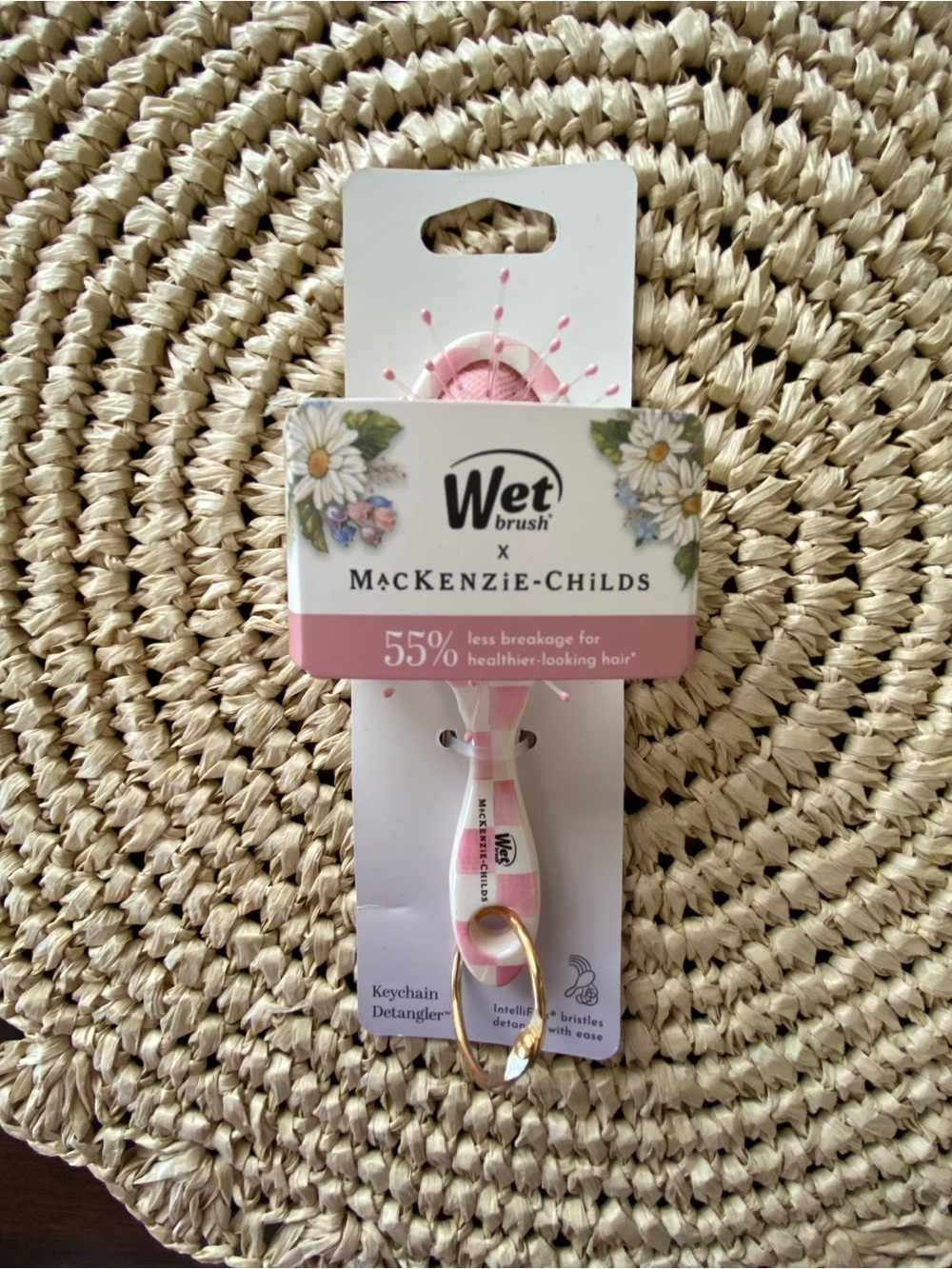 MacKenzie-Childs X Target Mini Pink Keychain Detangler Brush
